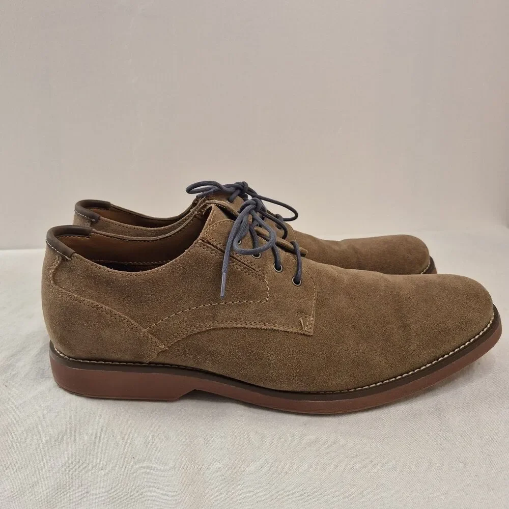 Crown & Ivy Men's Leather Suede Oxford Shoes Size 13M Tan Derby Lace Up